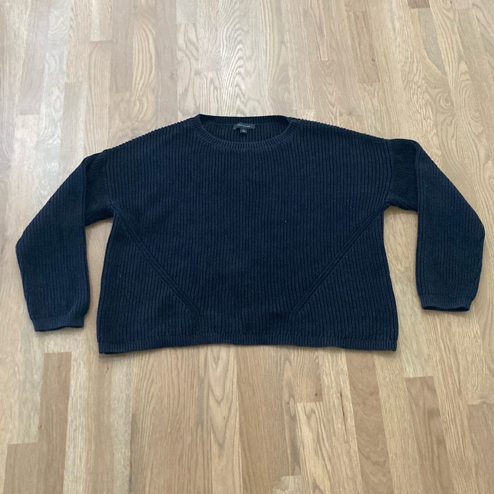Ann Taylor Women’s Black Thick Chunky Knit Long Sleeve Pull Over Sweater Top